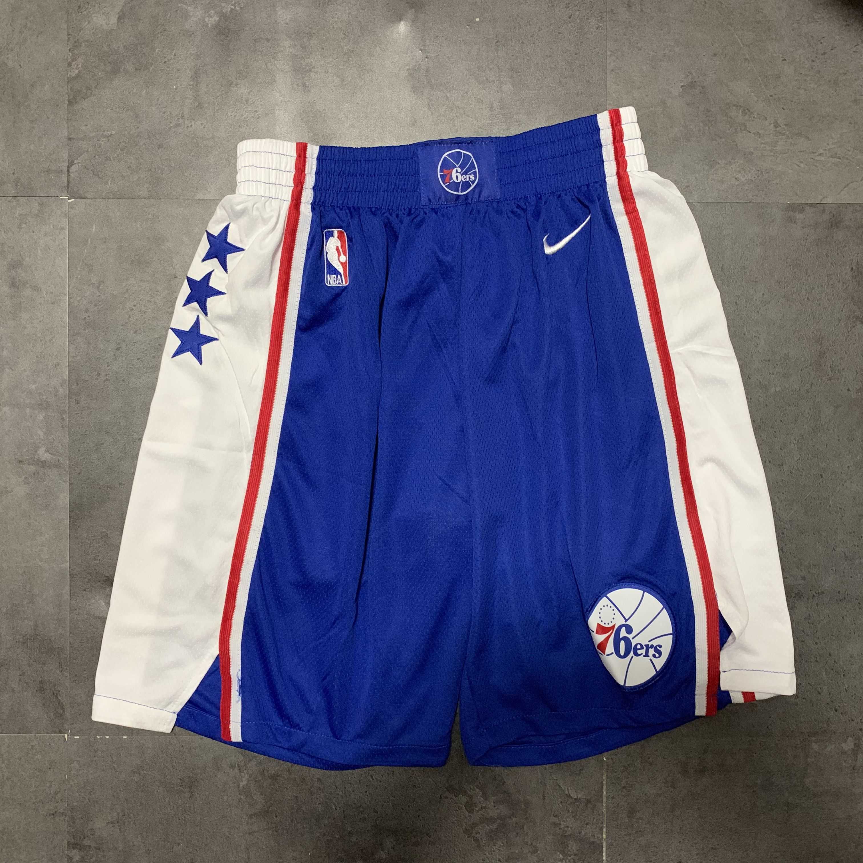 Men NBA Philadelphia 76ers Blue Nike Shorts 0416